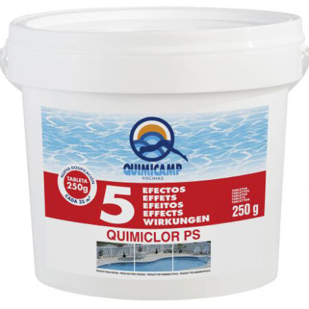 Quimiclor PS 5 Efectos tabletas SB 5 kg para el tratamiento completo del agua de piscinas